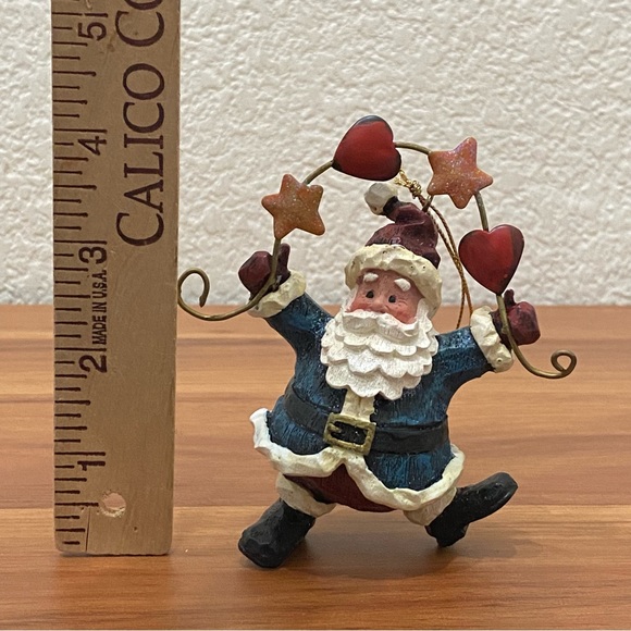 Vintage Whimsical Santa Hearts & Stars Christmas Tree Ornament - Picture 9 of 10